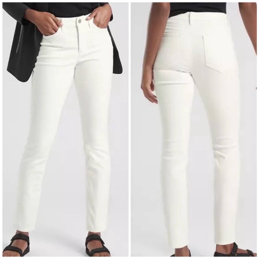 Athleta Jeans Size 6 White Denim Sculptek Skinny Cotton Stretch Blend High Rise